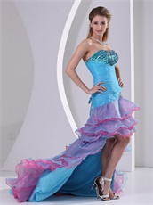 Attractive Layers Skirt High-low Colorful Prom Dress Runway Pageant Wear