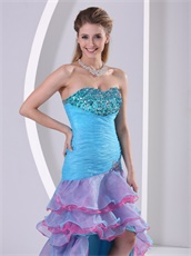 Attractive Layers Skirt High-low Colorful Prom Dress Runway Pageant Wear