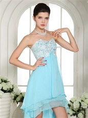 Pretty Aqua Blue High Low Design Compere Prom Dress High Street