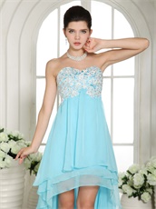 Pretty Aqua Blue High Low Design Compere Prom Dress High Street