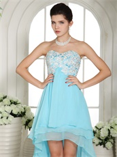 Pretty Aqua Blue High Low Design Compere Prom Dress High Street