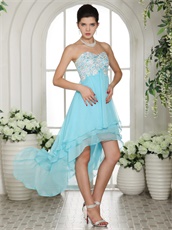 Pretty Aqua Blue High Low Design Compere Prom Dress High Street