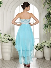 Pretty Aqua Blue High Low Design Compere Prom Dress High Street