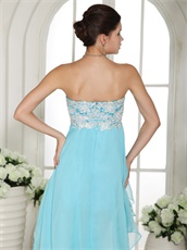 Pretty Aqua Blue High Low Design Compere Prom Dress High Street