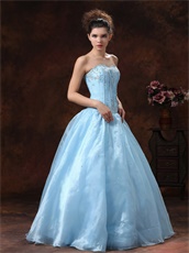 Baby Blue Appliques Bodice Princess Celebration Dress For Girl Graduation Wear