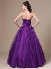 Dark Purple Tulle Sweetheart Prom Ball Gown Little Puffy