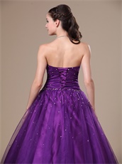 Dark Purple Tulle Sweetheart Prom Ball Gown Little Puffy