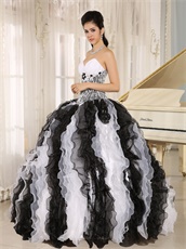 Classical White and Black Alternant Ruffles Quinceanera Gown Zebra