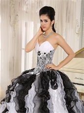 Classical White and Black Alternant Ruffles Quinceanera Gown Zebra