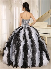 Classical White and Black Alternant Ruffles Quinceanera Gown Zebra