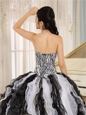 Classical White and Black Alternant Ruffles Quinceanera Gown Zebra