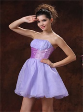 Nifty Lavender Short Prom Dress Lilac Waist Beaded Embellishment