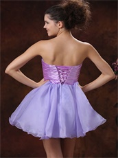 Nifty Lavender Short Prom Dress Lilac Waist Beaded Embellishment