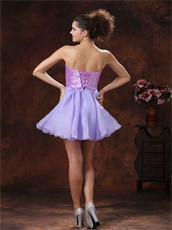 Nifty Lavender Short Prom Dress Lilac Waist Beaded Embellishment