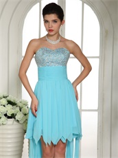 Beaded Sweetheart Upper Part 2019 Prom Dress Aqua Blue High-low Skirt