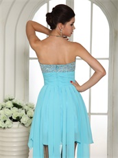 Beaded Sweetheart Upper Part 2019 Prom Dress Aqua Blue High-low Skirt