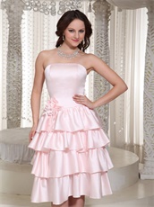 Wholesale Multilayers Short Skirt Simple Mother Prom Dress Pink Color