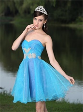 Purple Covered With Skye Blue Organza Prom Outdoor BBQ Party Dress Mini