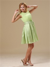 Warrensburg Yellow Green Knee-length Scoop Short Prom Dress With Bowknot