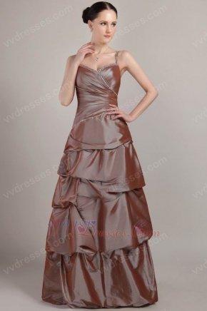 Brown Taffeta Spaghetti Strap Floor-length Prom Dress Online