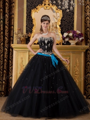 Cheap Black Tulle Skirt Dress For Girls Quinceanra Party