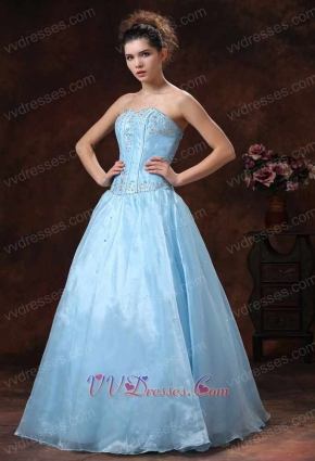 Baby Blue Appliques Bodice Princess Celebration Dress For Girl Graduation Wear