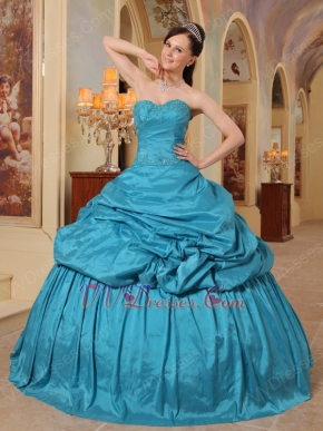 Teal Blue Designer Puffy Quinceanera Dress For 2014 Winter