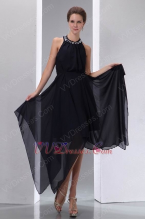 Halter Top High Low Customized Tailoring Black Prom Dress