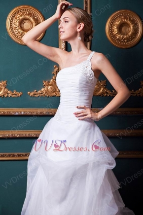 Exclusive One Shoulder Back Button Bridal Wedding Dress White