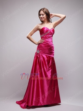 Rose Fuchsia Long A-line Evening Dress Affordable