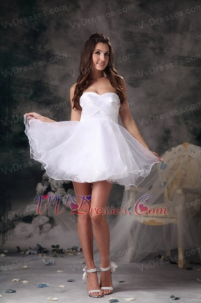 Sweetheart Mini-length White Organza Women Short Prom Dress Knee Length Sexy