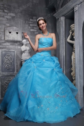 Sky Blue Embroidery 2014 Designer Quinceanera Dress For Sale