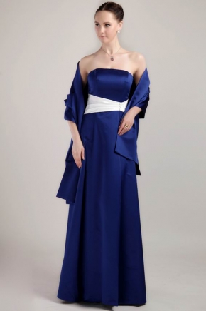 Dark Blue Strapless Mother of the Bride Dress With Shawl