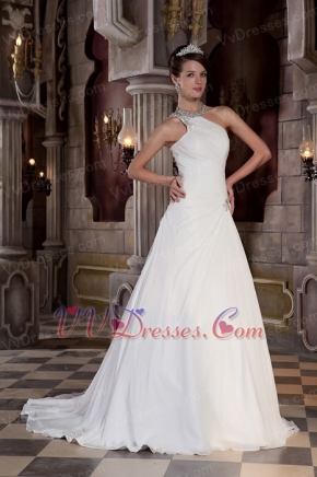 One Shoulder A-line Floor Length Wedding Dress For Bride Wear Low Price