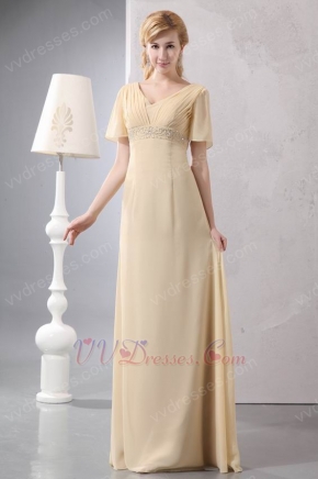 Cheap Short Sleeves Cornsilk Mother Of The Bride Dress