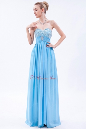 Strapless Sweetheart Floor Length Aqua Evening Dress