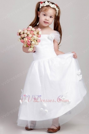 Square Neckline A-line Silhouette Flower Girl Dress With Flower Decorate