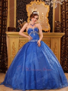 Sweetheart Floor Length Cerulean Blue Quinceanera Ball Gown