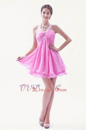 Cute One Shoulder Pink Mini Skirt Sweet 16 Dresses For Sale