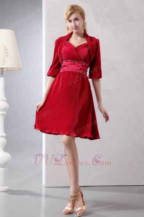 Alizarin Crimson Mother Of The Bride Dress With Jacket