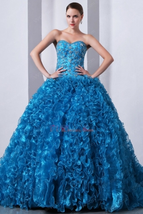 Ruffles Ball Gown Blue The Quinceanera Dress For Winter Party