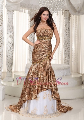 Mermaid Prom Dress Design With Leopard Printed Fabric Luxury