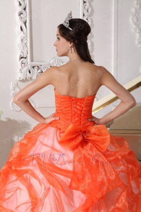 Low Price Trimed Orange Red Quinceanera 2014 Dress Gown