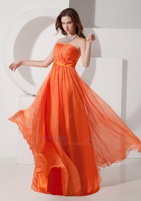 Sun Orange Chiffon Designer Bridesmaid Dresses 2014