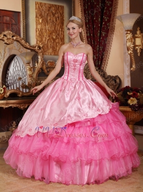 Pink Sweetheart Puffy Cascade Skirt Quinceanera Dress Oregon