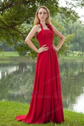 Halter Top Wine Red Prom Dresses With Halter Skirt