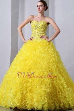 Light Yellow Corset Back Ruffles Skirt Quiceanera Dress