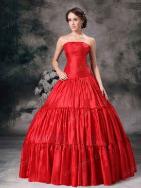 Strapless Wine Red Royal Household Dress Princess Wear