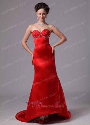 Ankle Front Brush Train High Low Red Mother Of Bride Dress Mermaid