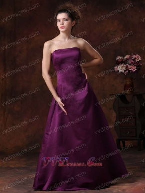 Particular Strapless A-line Purple Evening Dress With Back Ruffles Detials